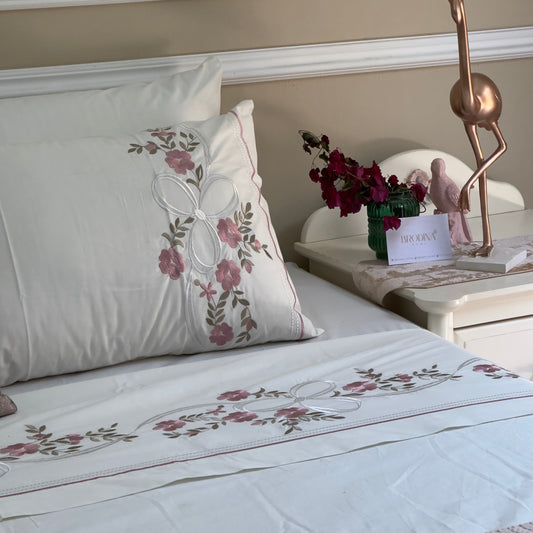 PARURE "MAGNOLIA" EN 6 PIÈCES - DRAP PLAT