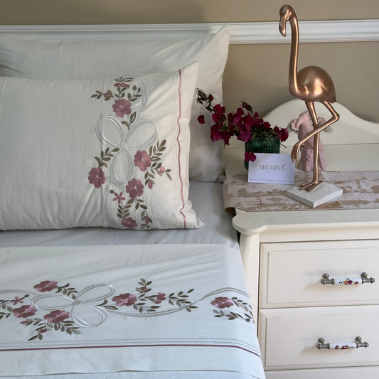 PARURE "MAGNOLIA" EN 6 PIÈCES - DRAP PLAT