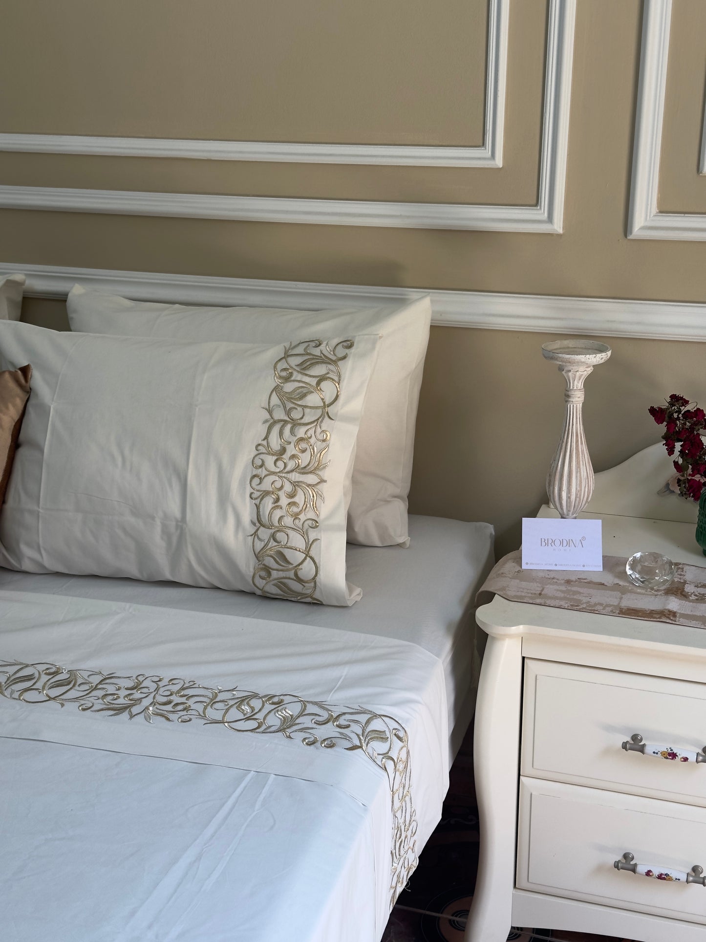 PARURE "CÉLESTE" EN 6 PIÈCES - DRAP PLAT